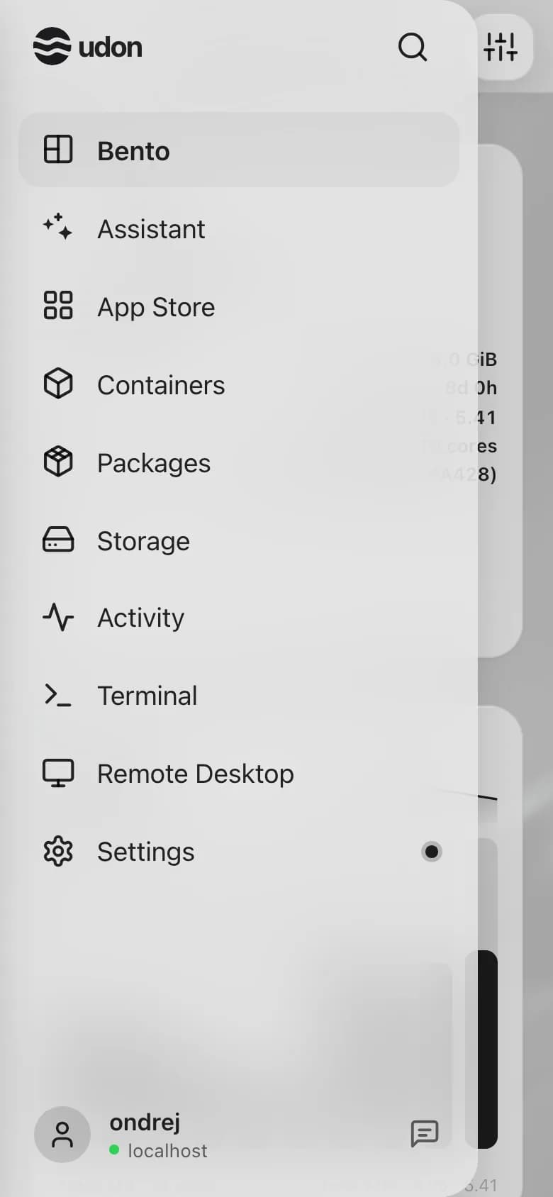 The dashboard in a phone-sized window with the menu drawer open