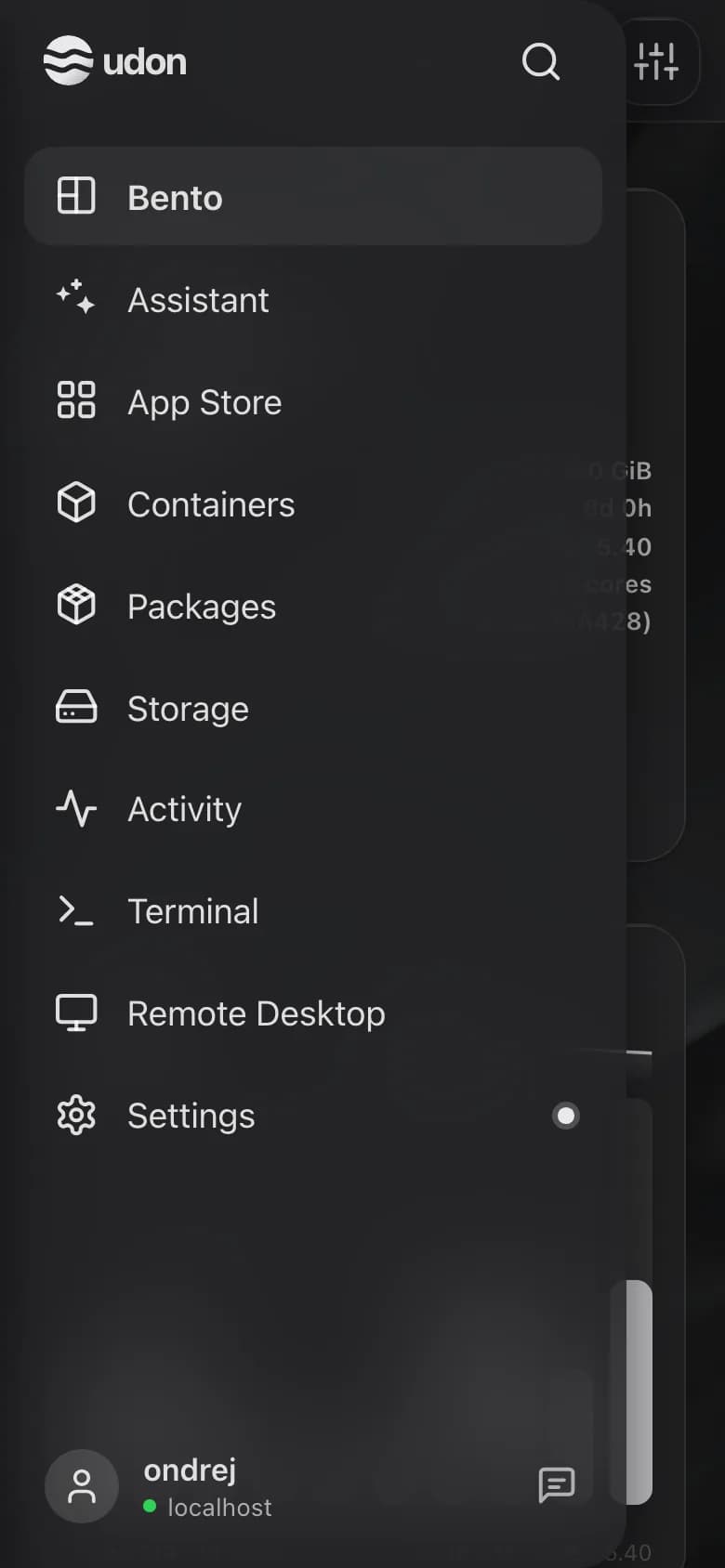 The dashboard in a phone-sized window with the menu drawer open