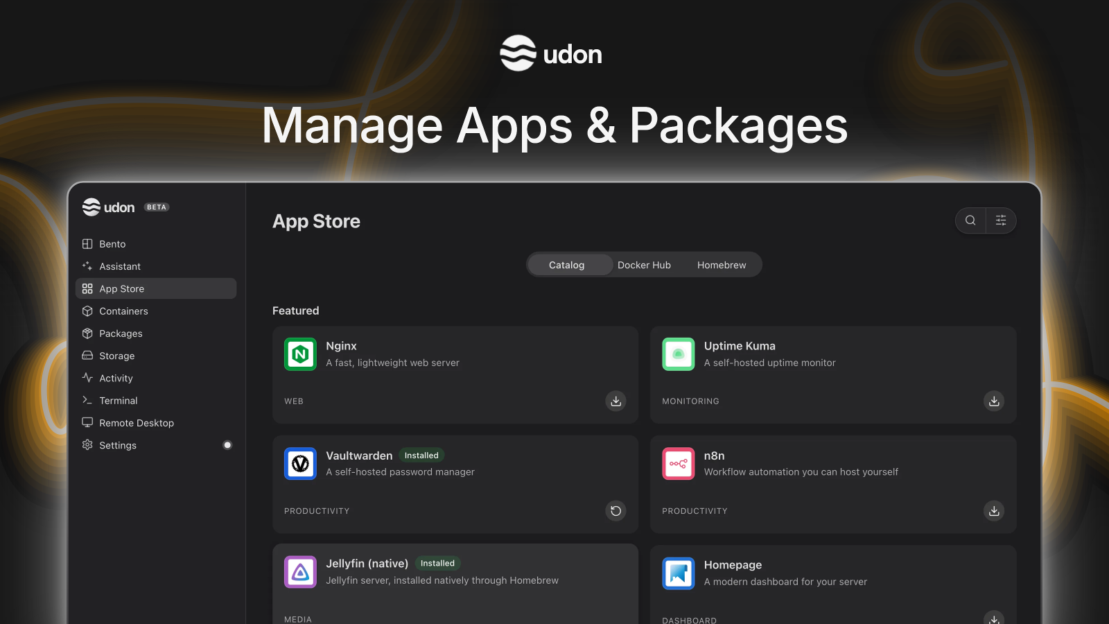 Manage Apps & Packages, dark preview