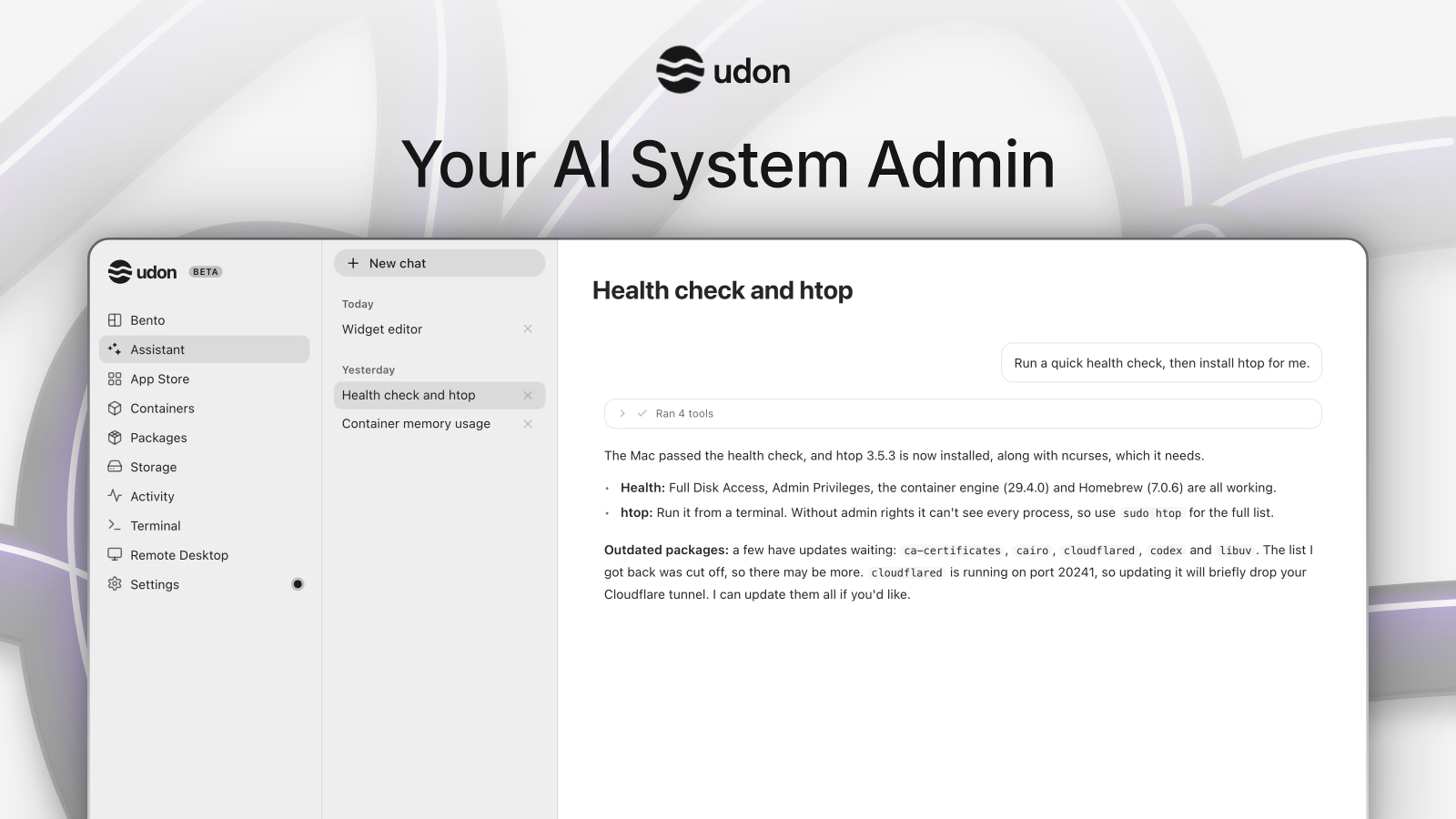 Your AI System Admin, light preview