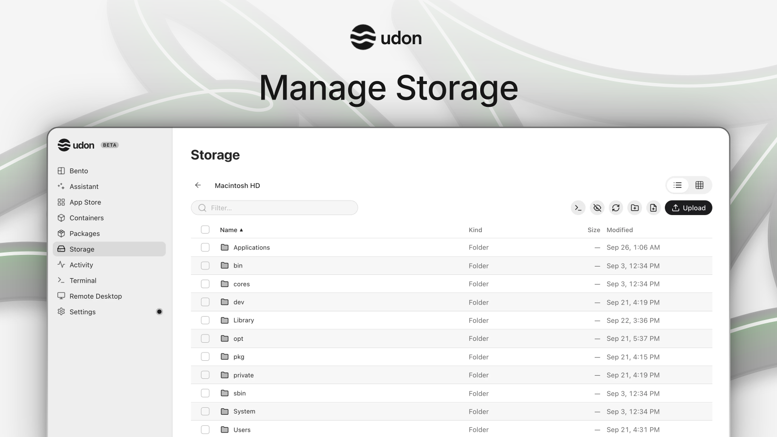 Manage Storage, light preview