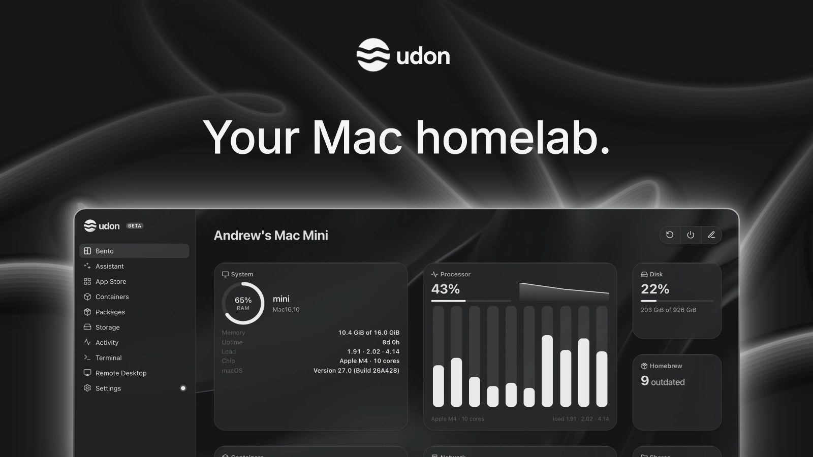 Your Mac homelab, dark preview